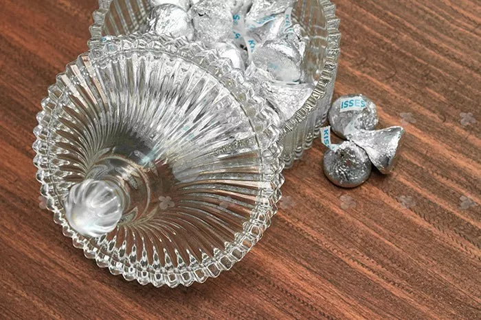 Bowl Bombonera Vidrio Rayas Mediana Labrada Dulcero