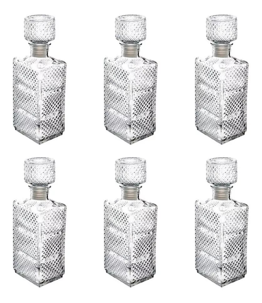 Juego 6 Licoreras Vidrio Cristal Macedonia Resistente 1 L