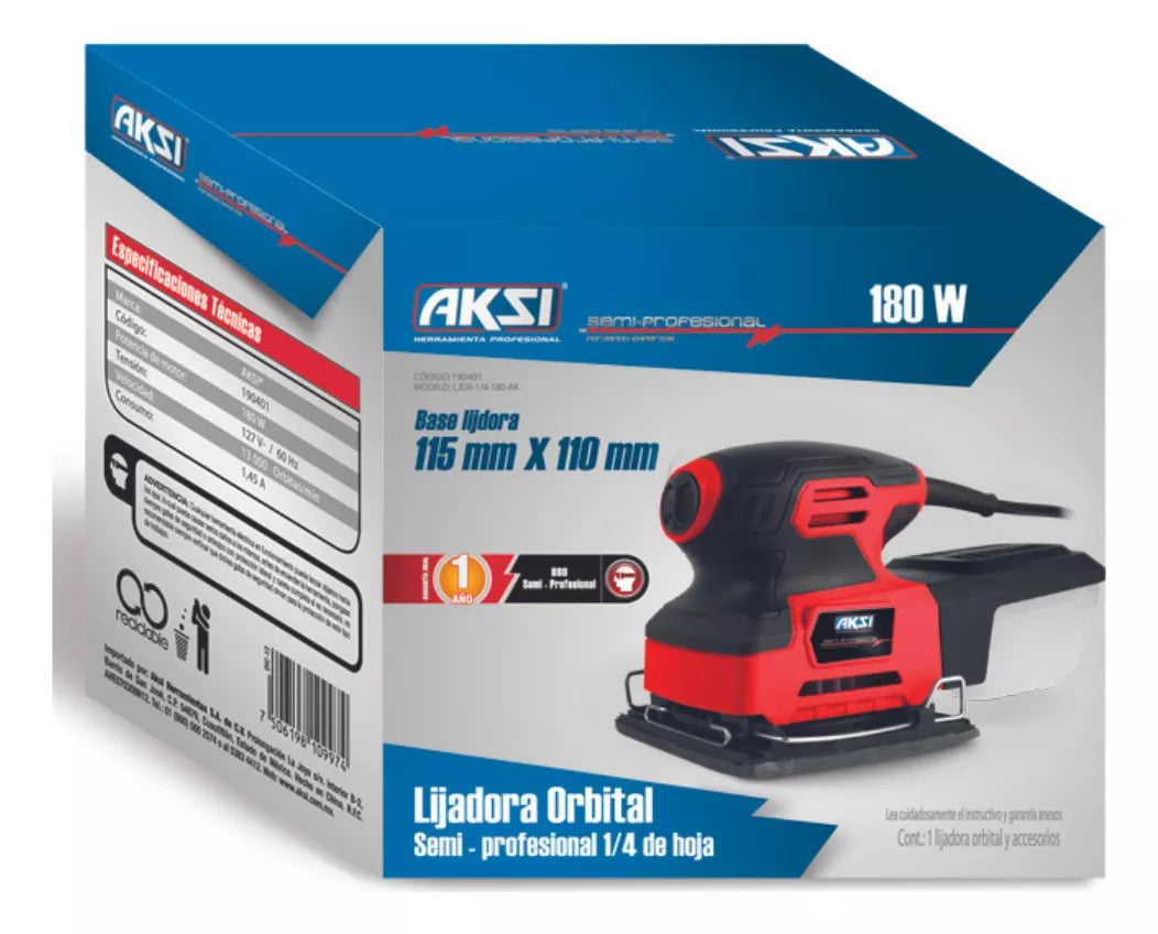 Lijadora Orbital 180w 1/4 Hoja Aksi 127v Semi Profesional