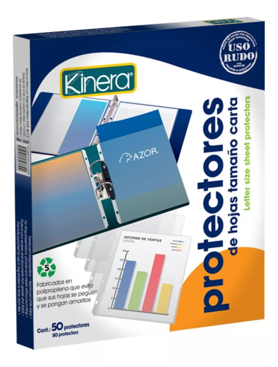 50 Protectores Hojas Carta Uso Rudo Kinera