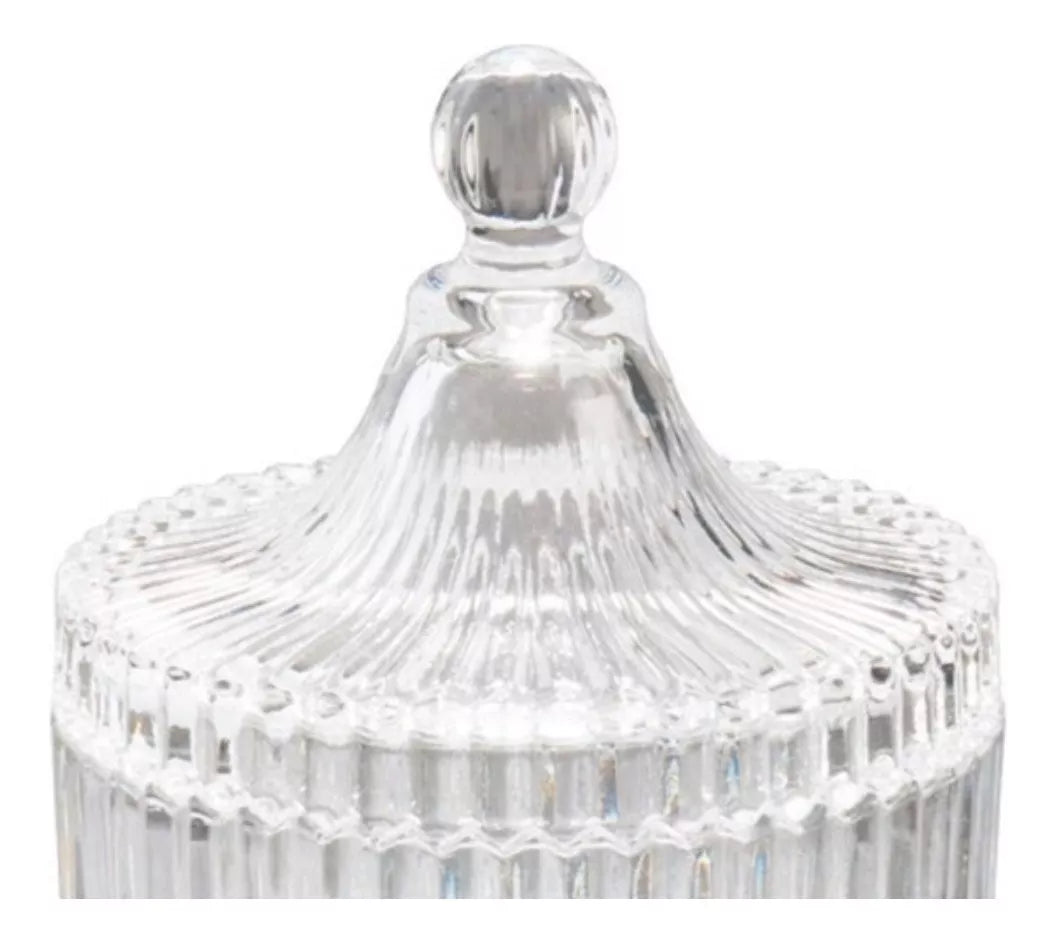 Bowl Bombonera Vidrio Rayas Mediana Labrada Dulcero