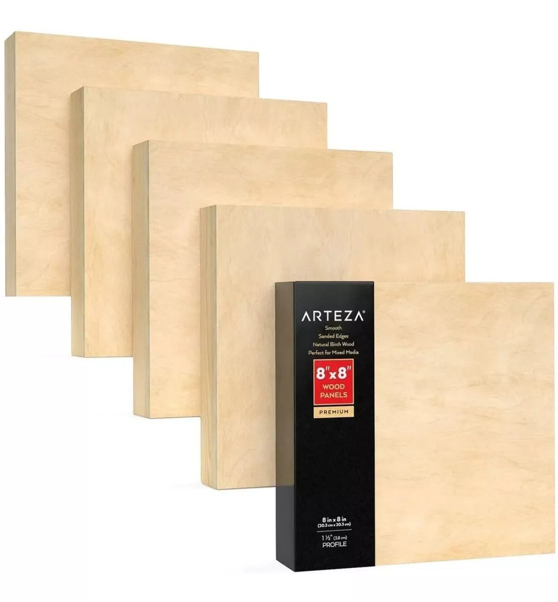 Set 5 Lienzos Madera Canvas Bastidor Pintura 20x20 Arteza