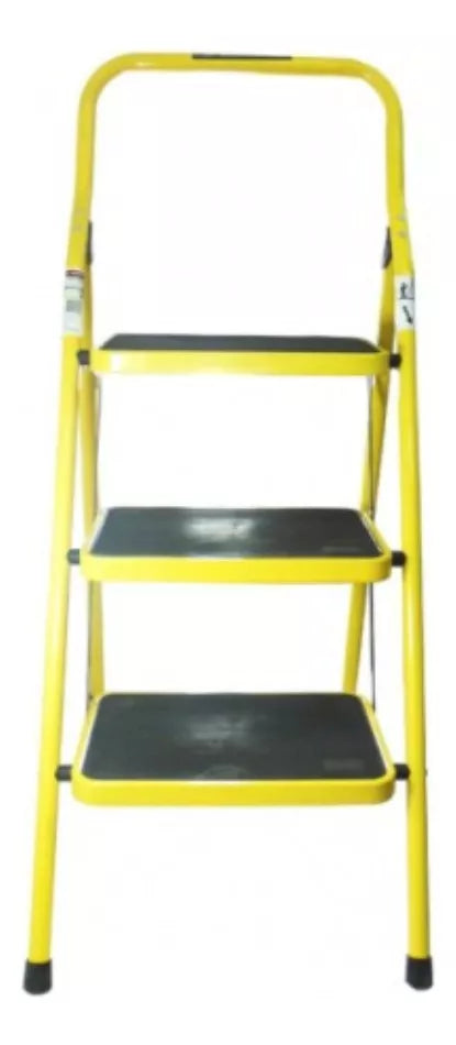Escalera Personal Peldaños Acero 3 Escalones Amarilla
