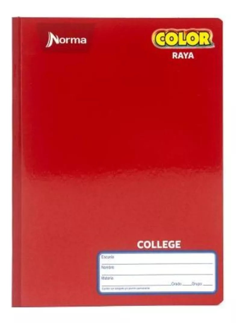 Cuaderno Libreta College 100hjs Norma Color 360 Cosido Raya