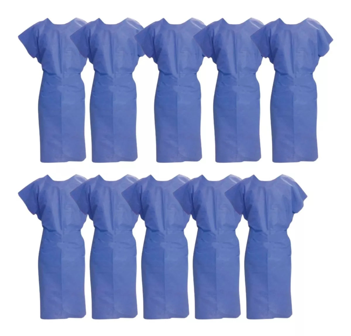 10 Batas Paciente Médico Cuadrada Desechable Azul Alyger