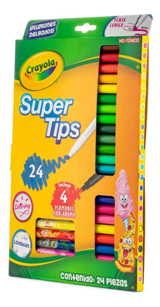 20 Plumones Super Tips + 4 Plumones Silly Scents Crayola 24