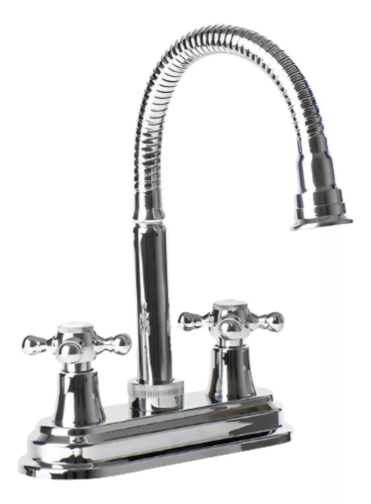 Llave Lavabo Cuello Flexible Hidroflud Mezcladora Cromo