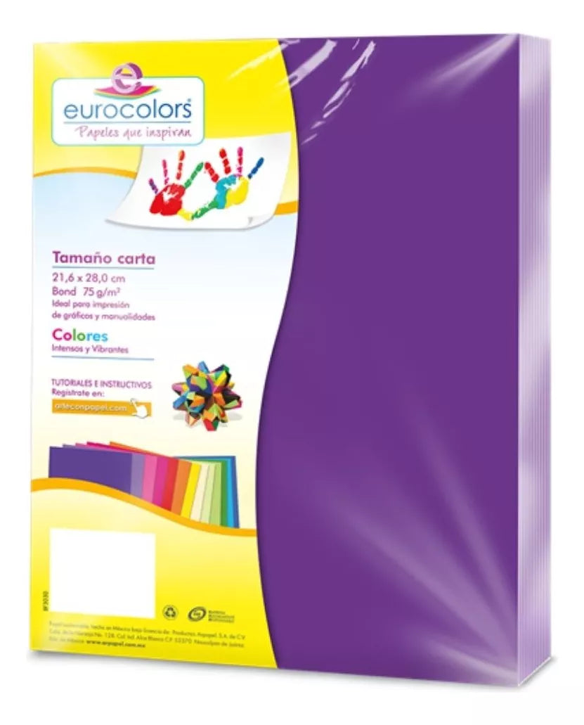 100 Hojas Colores Tamaño Carta Eurocolors Color A Elegir