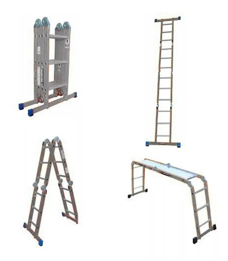 Escalera De Aluminio Multipropósito Peldaños 706633 Gris