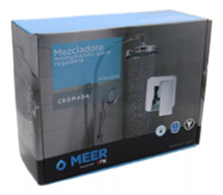 Mezcladora Monomando Cuadrado Meer Cromado Color Plateado