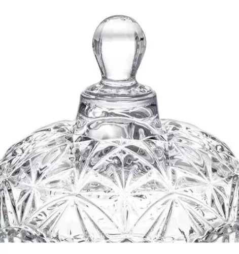 Bombonera Dulcero De Vidrio Cristal Labrado Tapa Resistente