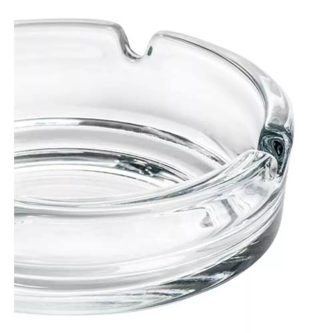 Set De 2 Cenicero Vidrio Fino Redondo Cristal Liso Grande