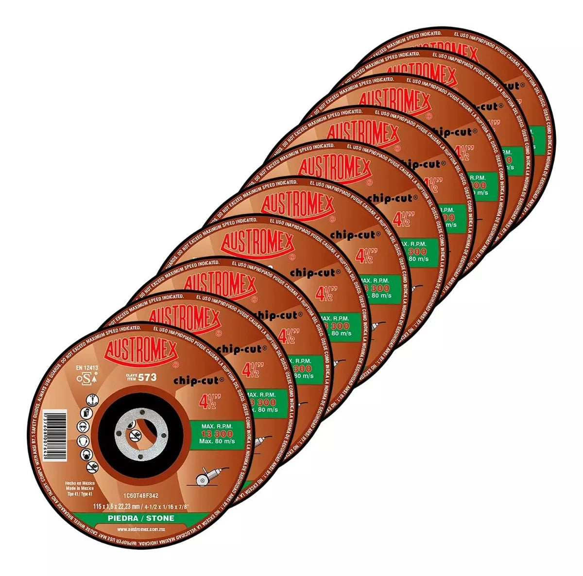 25pz Disco Corte Abrasivo 573 Austromex Grano 60 4-1/2''