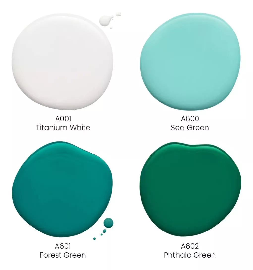 4 Botellas Pintura Acrilica Arteza 118ml Tonos Aqua