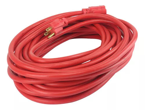 Extensión Roja Tres Contactos 15m Sanelec Uso Rudo Calibre12