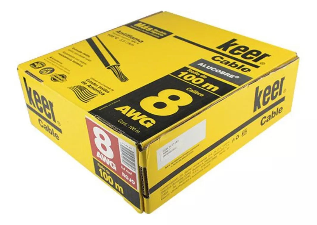 100 Metros Cable Ligero Keer Calibre 8 Awg Rojo Antiflama