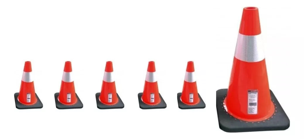 5 Pzas Cono Seguridad Naranja Peldaños 45cm Cinta Reflejante