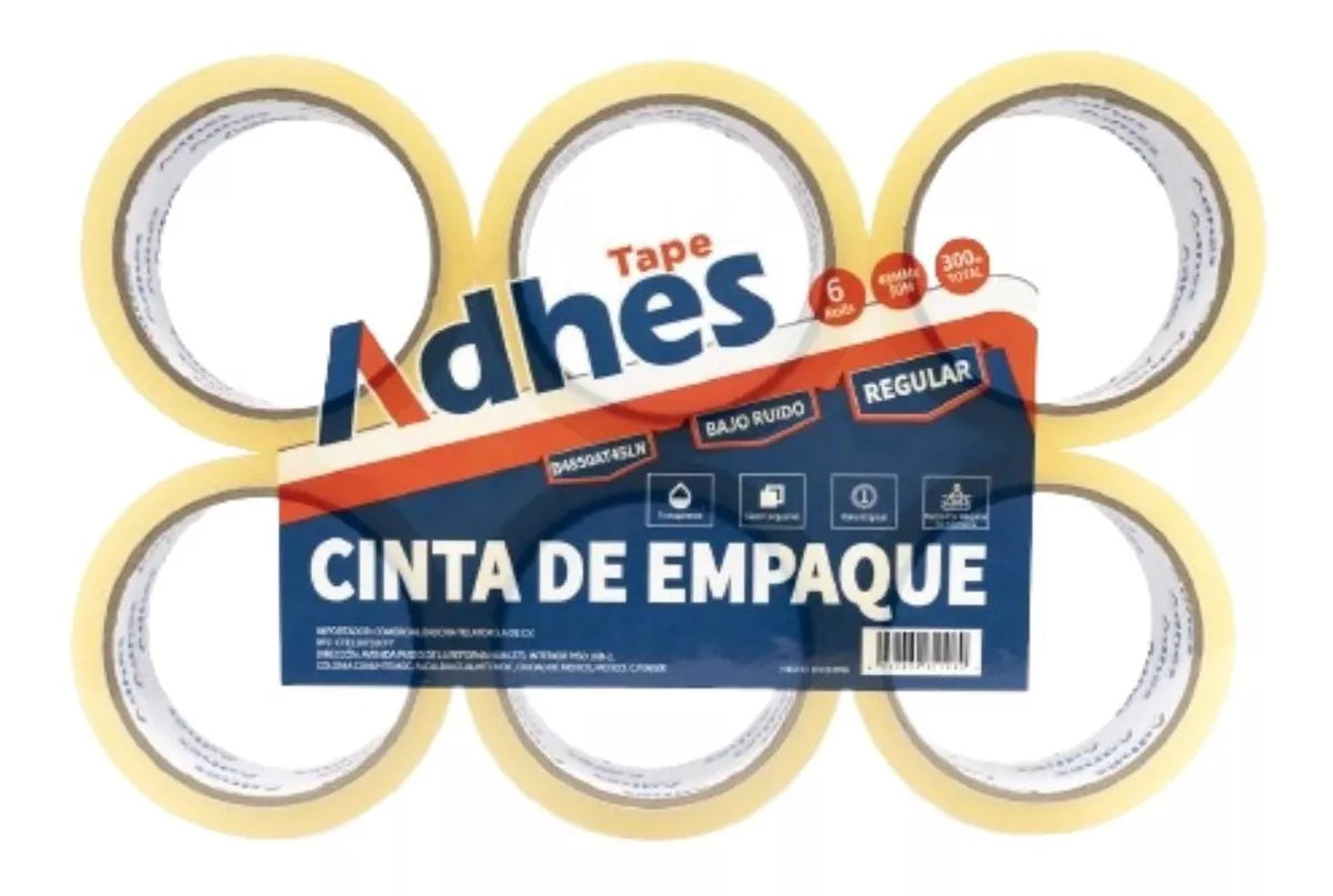 6pz Cinta Transparente Empaque Silenciosa Adhes 48mmx50m