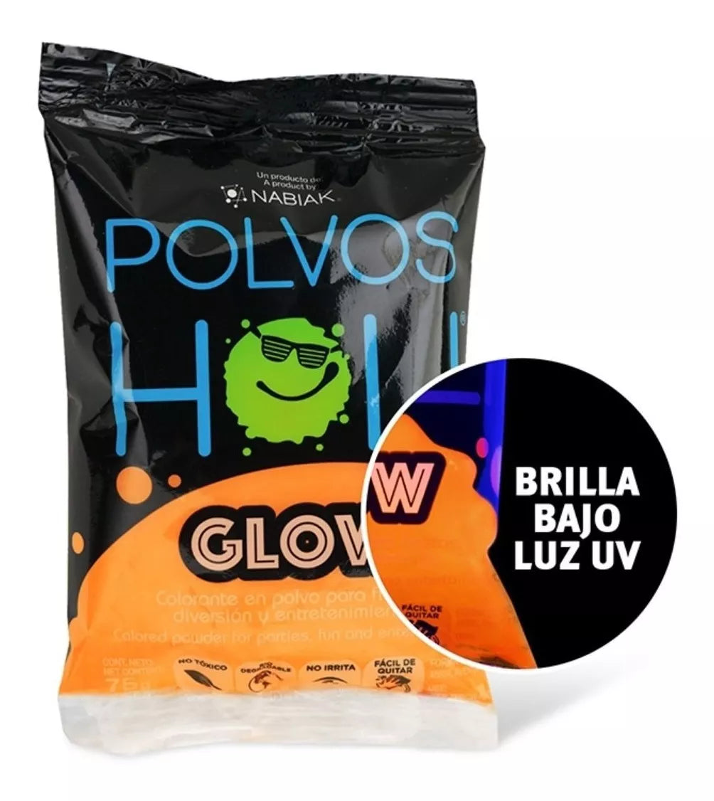 Polvos Holi Glow Original Neón 75gr Paquete De 10 Fiesta