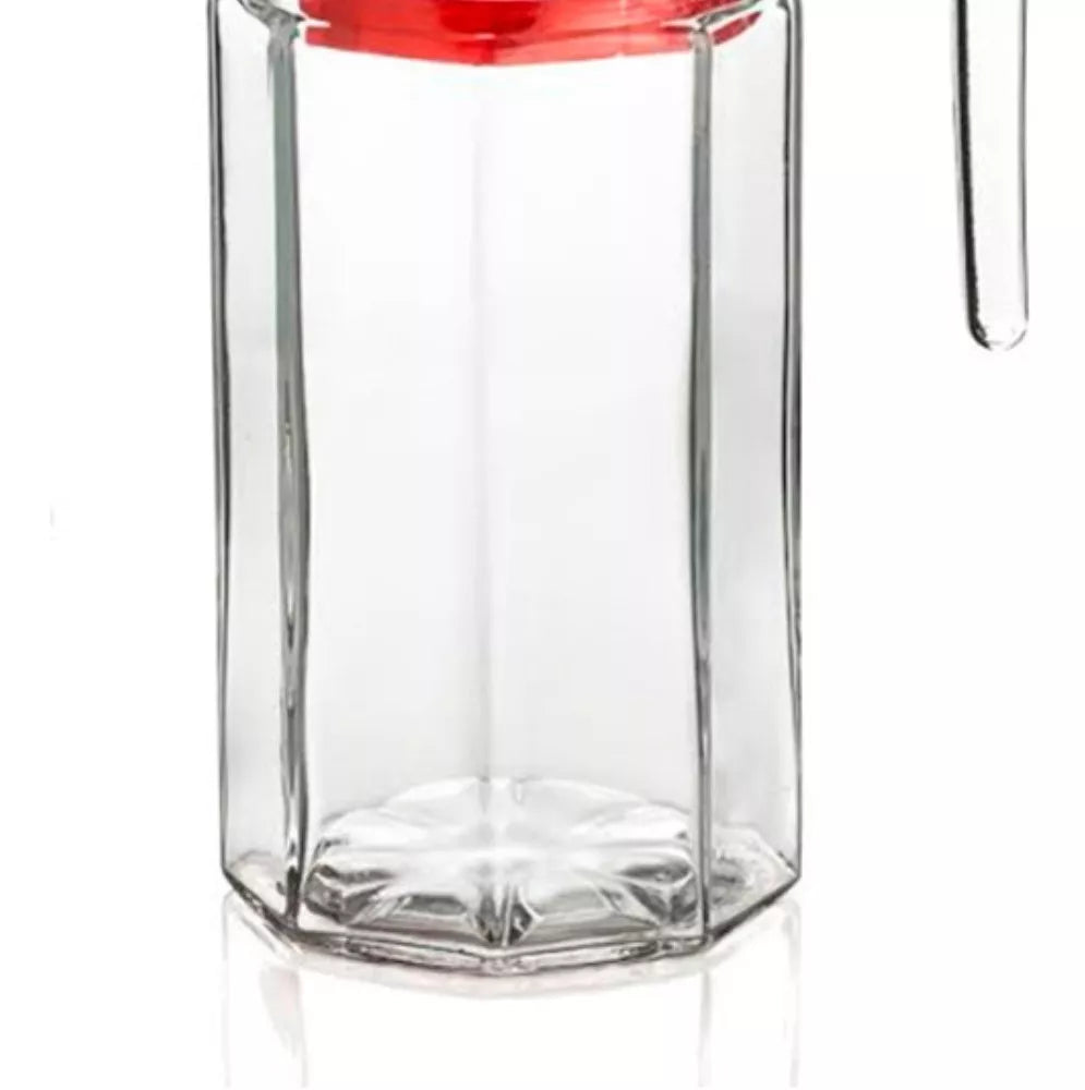 Jarra Vidrio Octagonal Grande Tapa 1.5 L Agua Cristal