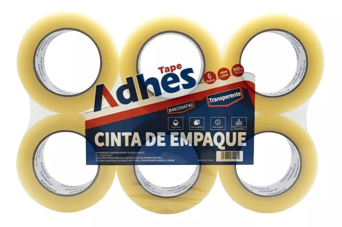 6 pz Cinta Empaque Transparente Adhes 150m Embalaje Resistente