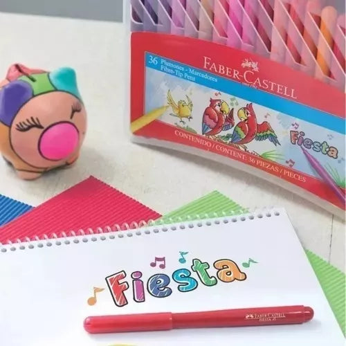 Plumones Lavables Faber Castell Fiesta Estuche Rígido 72 Pz - MarchanteMX