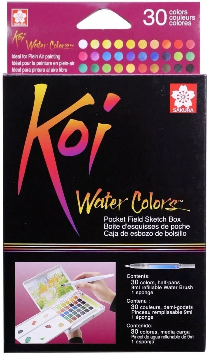 Acuarelas Sakura Koi 30 Tabletas Pastel + Pincel De Regalo