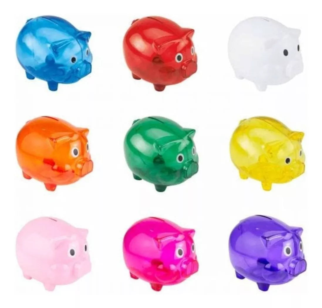 Alcancia Plastico Cochinito Ahorro Colores Traslucido Colores