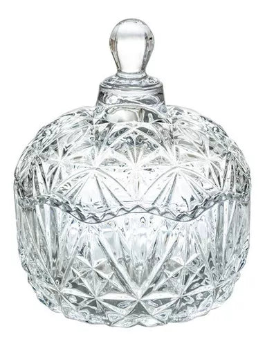 Bombonera Dulcero De Vidrio Cristal Labrado Tapa Resistente