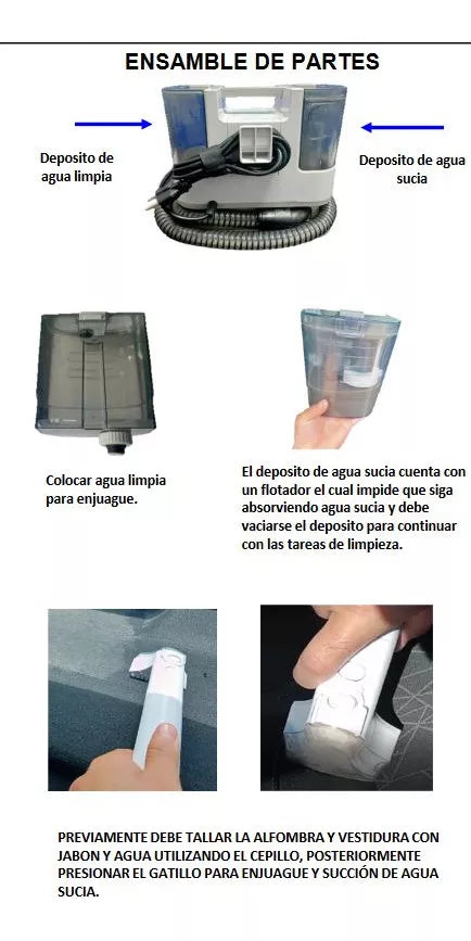 Aspiradora Lavadora Aksi Home Lavtap-450h-ak 1.2L Blanca 110V - Limpieza de Tapicería y Alfombras