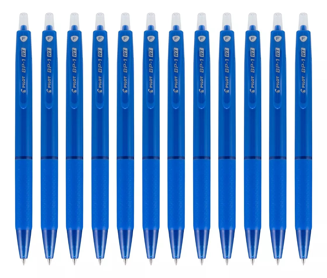 Caja 12 Bolígrafos Pilot Plumas Bp1 Rt Retráctil Punto Fino Color De La Tinta Color Color Del Exterior Azul