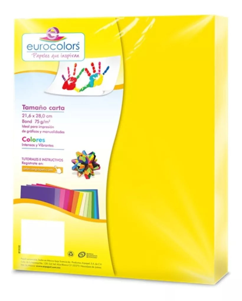 100 Hojas Colores Tamaño Carta Eurocolors Color A Elegir