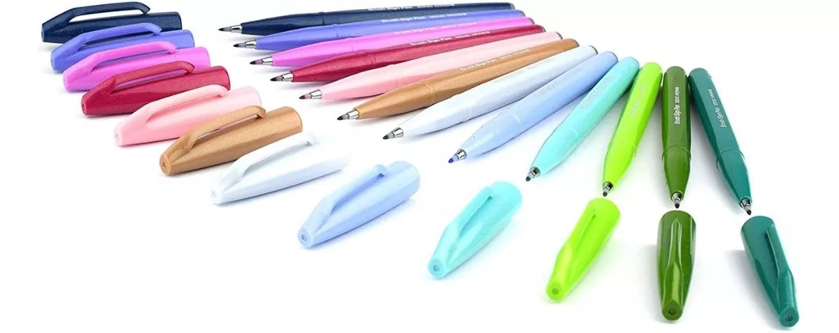 12 Plumas Brushup Pentel Marcador Punta Fieltro Tinta Pastel