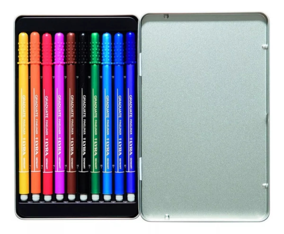 Plumón Rotulador Lyra Graduate Fineliner Marcadores Set 10 Piezas
