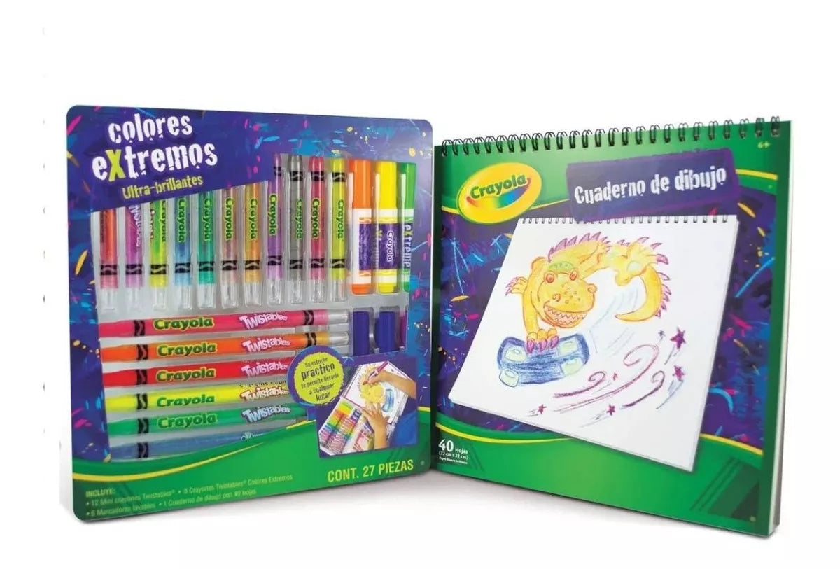 Set 27 Crayolas Twisteables Crayola Plumones Cuaderno