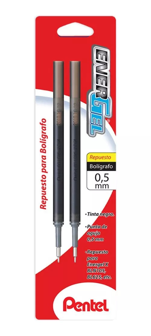 2 Repuesto Bolígrafo Pentel Energel Tinta Gel Punta 0.5mm