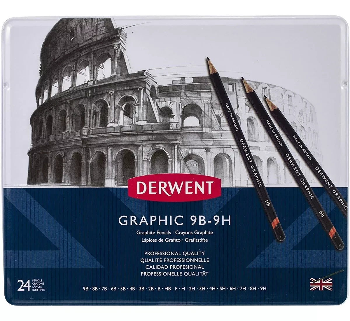 Lápices Dibujo 24 Piezas Derwent Grafito Graphic 9b - 9h