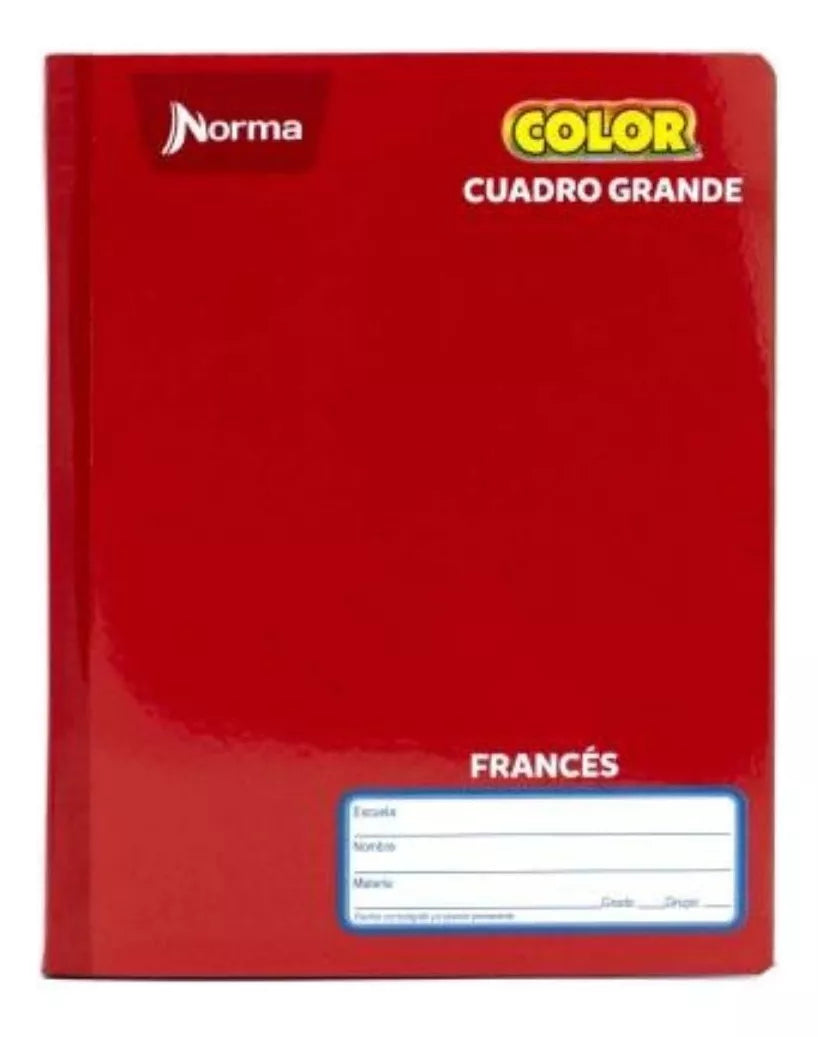 Cuaderno Frances 100hjs Norma Color 360 Cosido Cuadro Grande