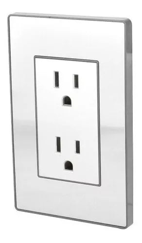 Placa Acero Inox. Sanelec Doble Contacto Duplex Cordoba 4633