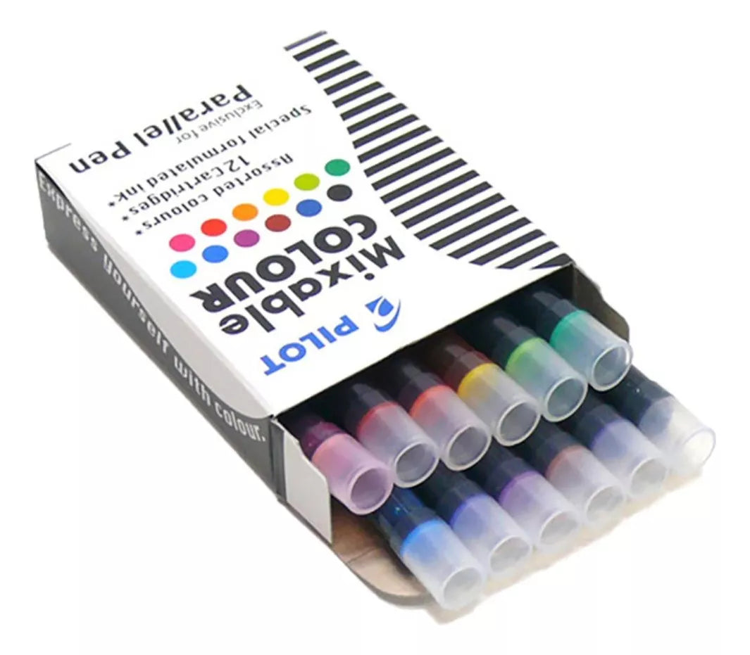 12 Cartuchos Tinta Pilot Recarga Parallel Pen Multi Color