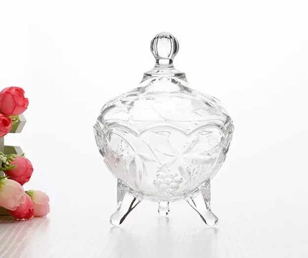 Bombonera Dulcero Vidrio Tapa Patas Vintage Regalo Cristal