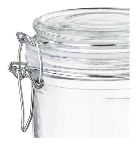 Juego 6 Frascos Especieros Vidrio Brocalitos Tapa Clip 200ml