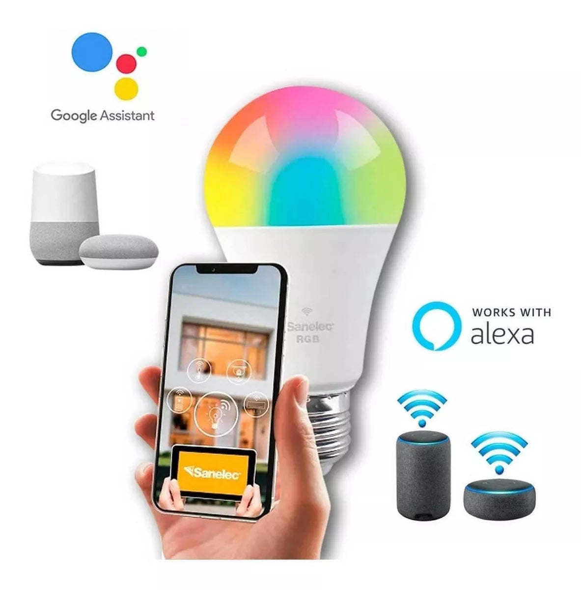 Foco Inteligente Led Sanelec Rgb 10w Wifi Modelo 1320