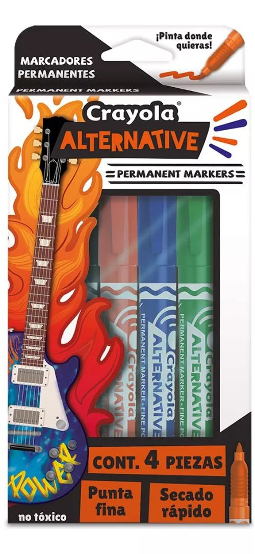 4 Marcadores Permanente Alternative Crayola Punta Fina Color