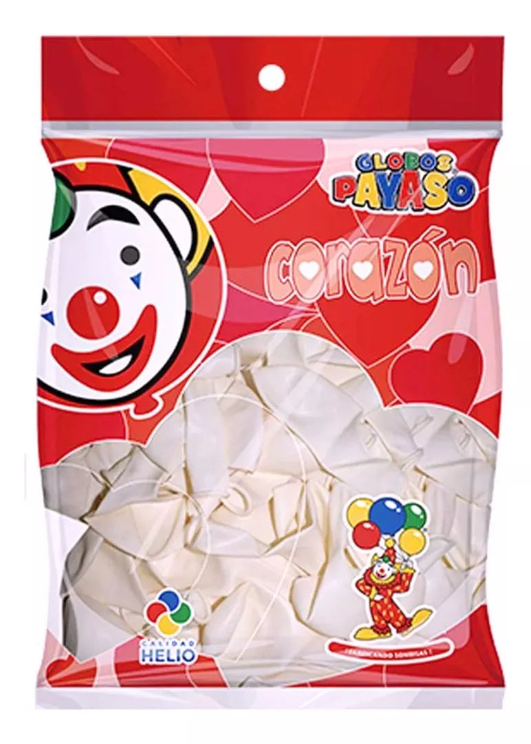 50pz Globos Payaso San Valentin Rojo-cereza Corazon N° H-10