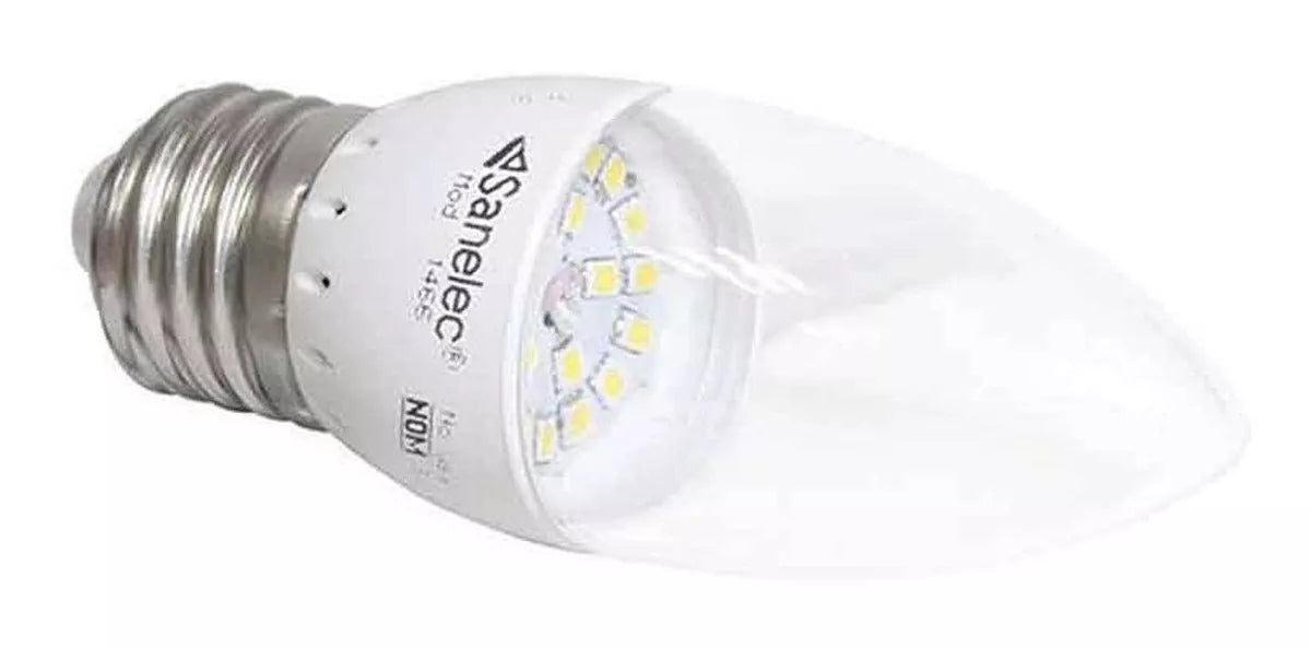 Foco Led 4w Sanelec Tipo Vela Luz Fria Base E27