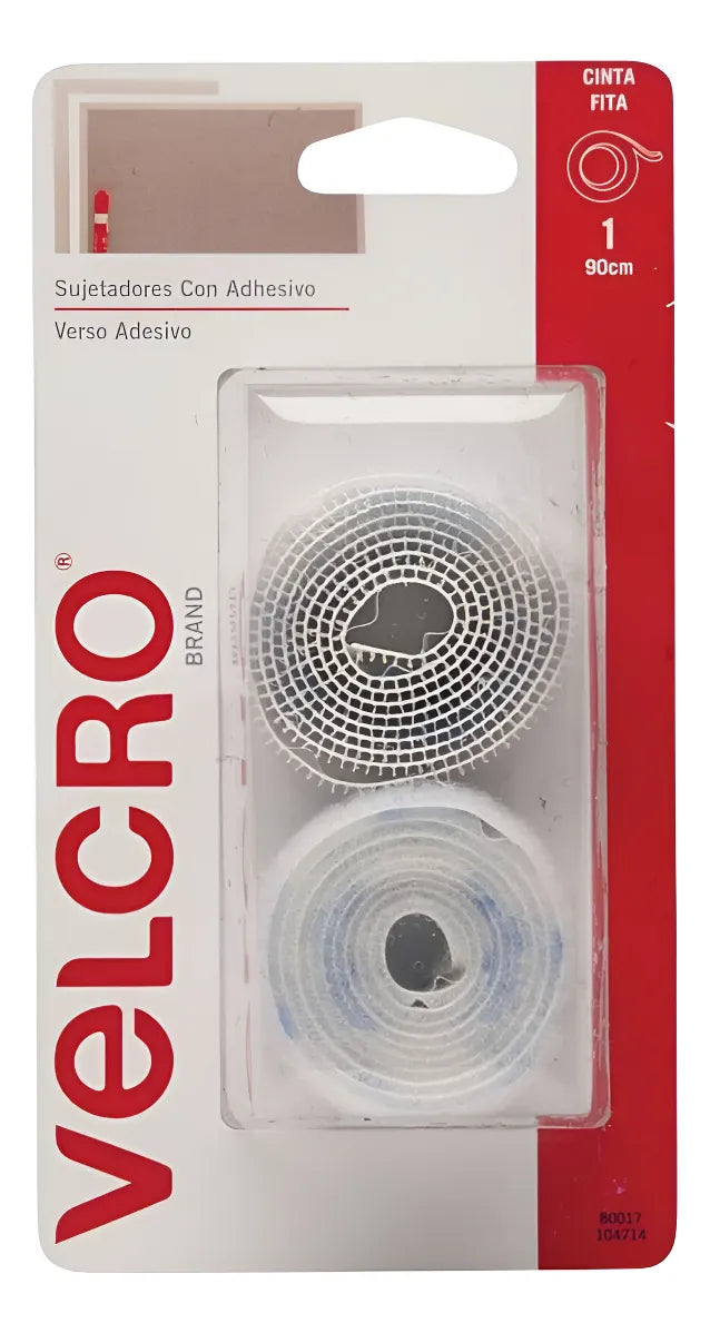 Velcro® Cinta Sujetadora con Adhesivo 90 x 1.9 cm, color Blanco