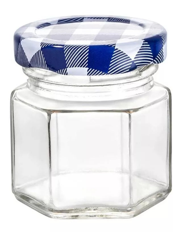 12 Frascos Mini Hexagonal Vidrio Tapa Mantel Almacena 45ml