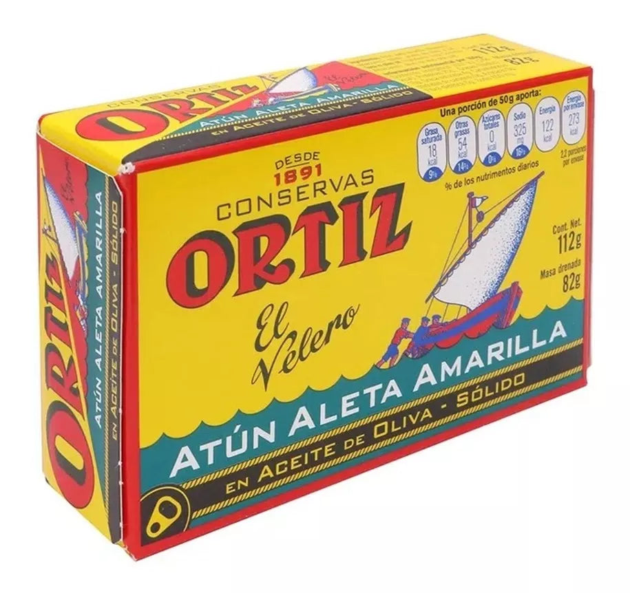 Atún Aleta Amarilla Velero Aceite De Oliva Lata Ortiz 112g