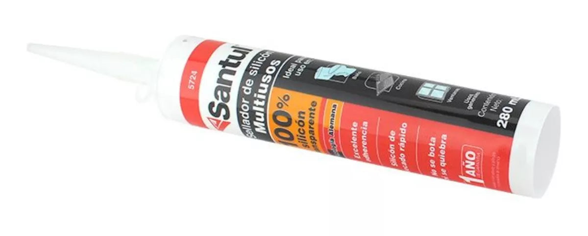 Sellador Multiusos Silicon Transparente Tubo Santul 280 Ml